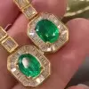 Oval cut Emerald Green Drop Earrings