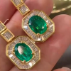 Oval cut Emerald Green Drop Earrings