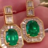 Oval cut Emerald Green Drop Earrings