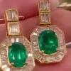 Oval cut Emerald Green Drop Earrings