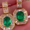 Oval cut Emerald Green Drop Earrings