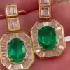 Oval cut Emerald Green Drop Earrings