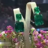 25ct Emerald Cut Colombia Emerald Drop Earrings