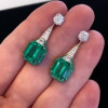 12.85ct Emerald Cut Green Sapphire Drop Earrings
