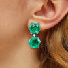24ctw Hexagon-shaped Emerald Drop Earrings in Black Gold