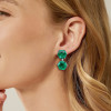 24ctw Hexagon-shaped Emerald Drop Earrings in Black Gold