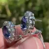 6ctw Oval Cut Sapphire Art Deco Stud Earrings