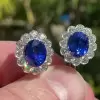 6ctw Oval Cut Sapphire Art Deco Stud Earrings