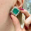 20ctw Asscher Cut Emerald Halo Big Stud Earrings