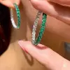 7.8ctw Round Cut Emerald Hoop Earrings