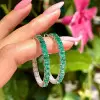 7.8ctw Round Cut Emerald Hoop Earrings