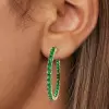 7.8ctw Round Cut Emerald Hoop Earrings in Gold