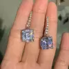 4.35ct Asscher Cut White Sapphire Drop Earrings
