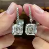 4.35ct Asscher Cut White Sapphire Drop Earrings