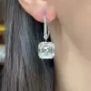4.35ct Asscher Cut White Sapphire Drop Earrings