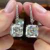 4.35ct Asscher Cut White Sapphire Drop Earrings