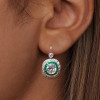 Art Deco Created Emerald Sapphire Target Drop Earrings