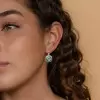 Art Deco Created Emerald Sapphire Target Drop Earrings