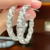 23ctw Oval Cut White Sapphire Hoop Earrings