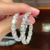 23ctw Oval Cut White Sapphire Hoop Earrings