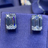 10ctw Emerald Cut White Sapphire Stud Earrings