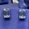 10ctw Emerald Cut White Sapphire Stud Earrings