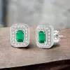 3ctw Emerald Cut Halo Stud Earrings