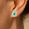 3ctw Emerald Cut Halo Stud Earrings