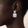 12ct Princess Cut White Sapphire Drop Earrings
