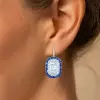 7.75ct Cushion Cut Sapphire Calibre Halo  Drop Earrings