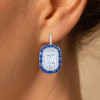 7.75ct Cushion Cut Sapphire Calibre Halo  Drop Earrings