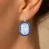 7.75ct Cushion Cut Sapphire Calibre Halo  Drop Earrings