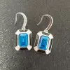 6ct Emerald Cut Blue Topaz Sapphire Drop Earrings