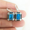 6ct Emerald Cut Blue Topaz Sapphire Drop Earrings