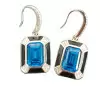 6ct Emerald Cut Blue Topaz Sapphire Drop Earrings