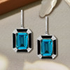 6ct Emerald Cut Blue Topaz Sapphire Drop Earrings
