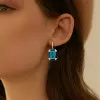 6ct Emerald Cut Blue Topaz Sapphire Drop Earrings
