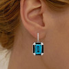 6ct Emerald Cut Blue Topaz Sapphire Drop Earrings