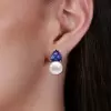 4ct Created Sapphire Pearl Drop Earrings
