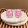6ctw Cushion Cut Pink Sapphire Stud Earrings