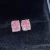 6ctw Cushion Cut Pink Sapphire Stud Earrings