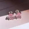 6ctw Cushion Cut Pink Sapphire Stud Earrings