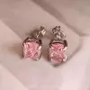 6ctw Cushion Cut Pink Sapphire Stud Earrings