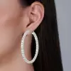 18ctw Round Cut White Sapphire Large Hoop Earrings