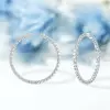 18ctw Round Cut White Sapphire Large Hoop Earrings