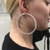 18ctw Round Cut White Sapphire Large Hoop Earrings