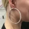 18ctw Round Cut White Sapphire Large Hoop Earrings