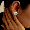 8ctw Cushion Cut Yellow Sapphire Paved Halo Stud Earrings