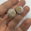 8ctw Cushion Cut Yellow Sapphire Paved Halo Stud Earrings