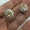 8ctw Cushion Cut Yellow Sapphire Paved Halo Stud Earrings